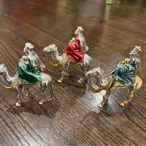 Vintage Bradford Silver Three Wiseman Camel Ornaments Christmas